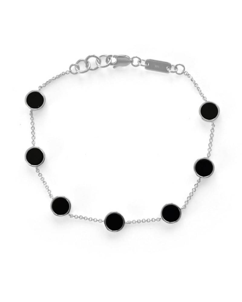 Silber Armband minimalistisch mit Edelstein Onyx schwarz | feines 925 Silber, rhodiniert | Designer Herrenschmuck von Sprezzi