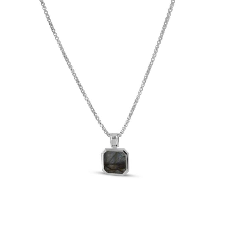 Silber Halskette mit Edelstein Anhänger für Männer | hochwertiges 925 Silber, rhodiniert, verstellbare Länger | Designer Herrenschmuck von Sprezzi