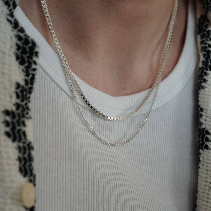 Silber Halsketten Set Box & Curb von Sprezzi