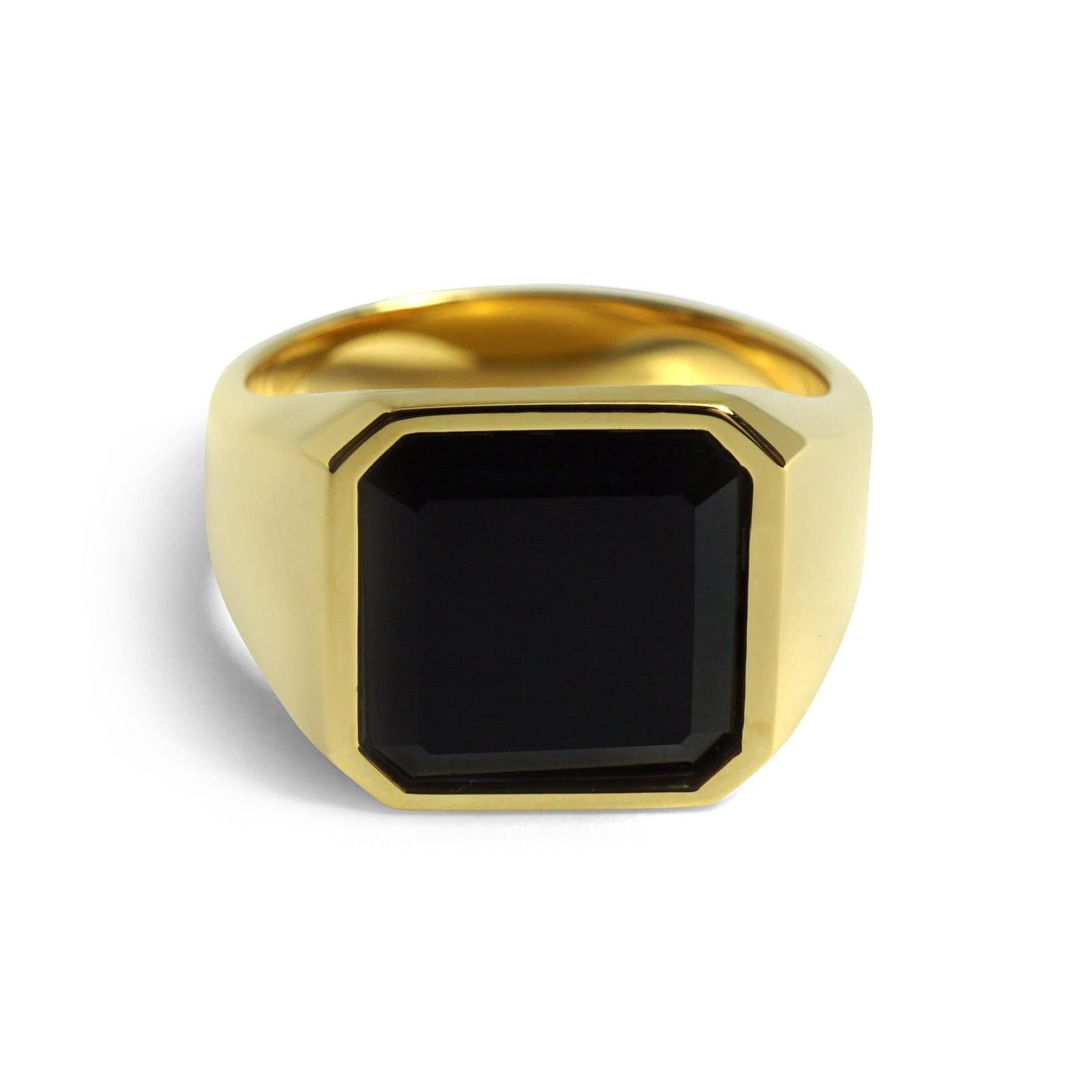 Gold Siegelring Für Herren Aus 925Er Sterlingsilber Mit Schwarzem Onyx-Stein Quadratisch 18 Karat Vergoldetes Geschenk Hochwertiger Schmuck von SprezziFashion