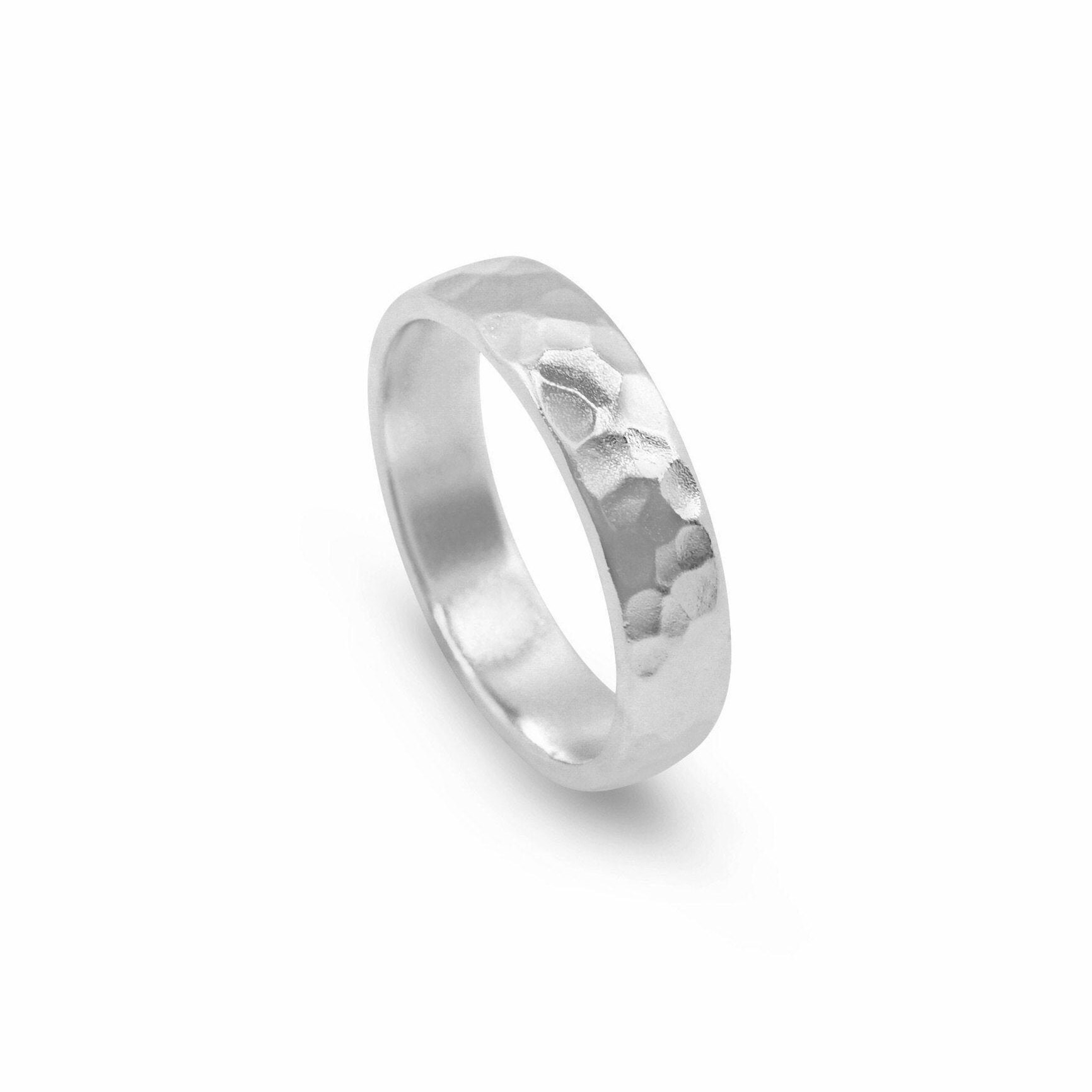 Herrenring Aus Gehämmertem Silber 925 Sterling, Minimalistisch, Strukturiert Und Modern, Hochzeits - Verlobungsgeschenk von SprezziFashion