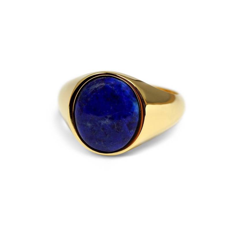 Siegelring Aus 925Er Sterlingsilber Mit Lapislazuli-Steinen Für Herren 18 Karat Vergoldet 2, 5 Mikron Blauem Edelstein, Ovaler Schmuck von SprezziFashion