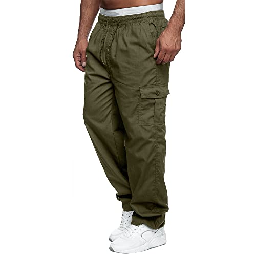 Herren-Cargo-Arbeitshose, lässig, entspannte Passform, Stretch-Trainingsanzug, Jogginghose, für Herren, Größe M-3XL, grün, 34-37 von Sprifloral