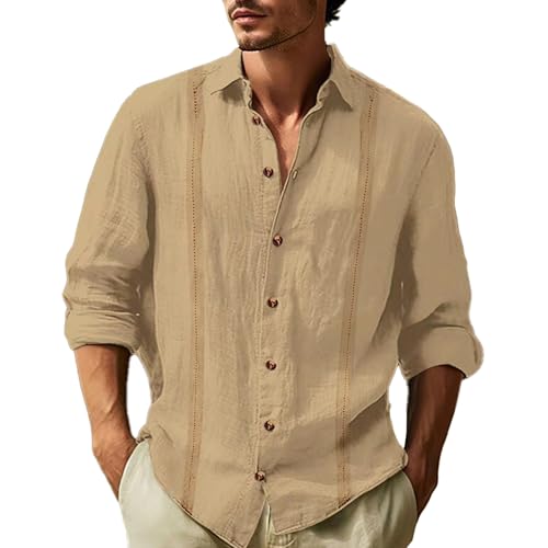Herren Leinen Baumwolle Hemden Sommer Strand Casual Shirts Langarm leichte solide Shirt Tops Herren Leinen Baumwolle Hemden Sommer Strand Casual Shirts Langarm leichte solide Shirt Tops von Sprifloral
