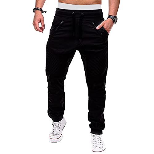 Sprifloral Herren Cargohose Baumwolle Combat Pants Jogginghose Freizeit Arbeitshose, Schwarz , 36-41 von Sprifloral