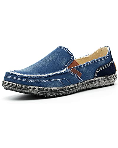 Sprifloral Herren Espadrilles Freizeitschuhe Leinenschuhe Schlupfen Flache Schuhe Segeltuch Faulschlupf Fahrschuhe Bootsdeckschuhe von Sprifloral