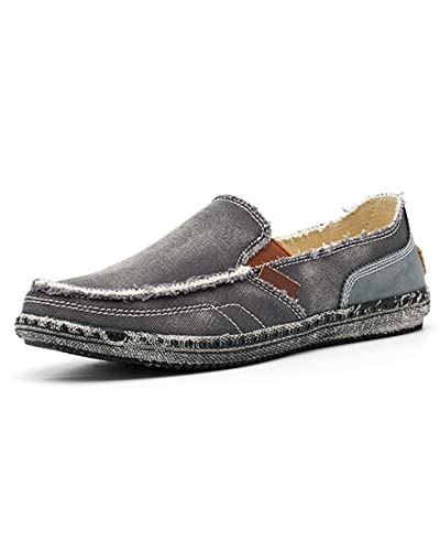 Sprifloral Herren Espadrilles Freizeitschuhe Leinenschuhe Schlupfen Flache Schuhe Segeltuch Faulschlupf Fahrschuhe Bootsdeckschuhe von Sprifloral