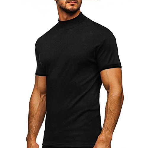 Sprifloral Herren Thermo Langarm T-Shirt Top Rollkragen Warme Unterwäsche Baselayer S-3XL, A-schwarz, S von Sprifloral