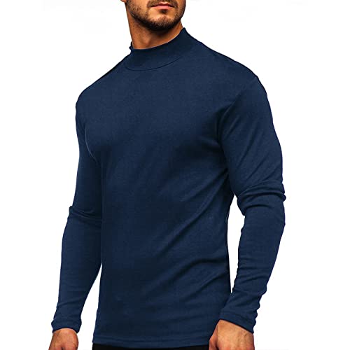 Sprifloral Herren Thermo Langarm T-Shirt Top Rollkragen Warme Unterwäsche Baselayer S-3XL, dunkelblau, 3XL von Sprifloral