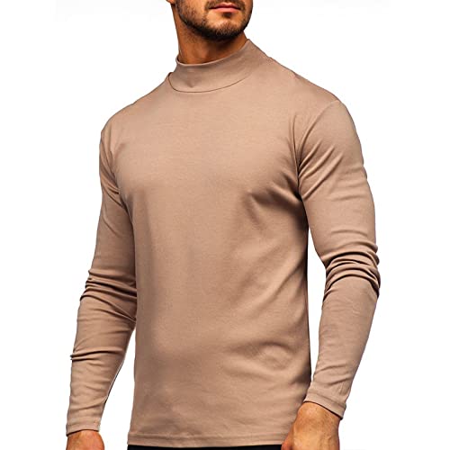 Sprifloral Herren Thermo Langarm T-Shirt Top Rollkragen Warme Unterwäsche Baselayer S-3XL, khaki, 3XL von Sprifloral