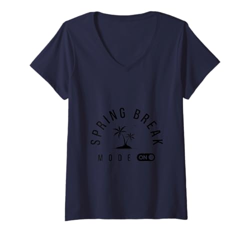 Damen Spring Break-Modus am Vacation Beach Palm Tree T-Shirt mit V-Ausschnitt Damen Spring Break-Modus am Vacation Beach Palm Tree T-Shirt mit V-Ausschnitt von Spring Break Vacation Beach Vibes Palm Trees
