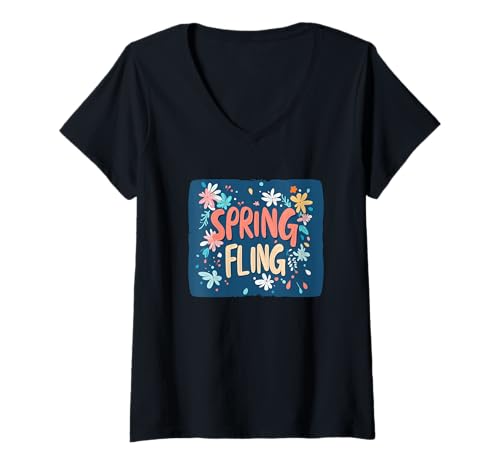Damen Lustiger Frühlings-Look T-Shirt mit V-Ausschnitt Damen Lustiger Frühlings-Look T-Shirt mit V-Ausschnitt von Spring Fling Outfit