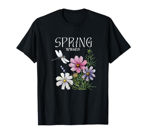 Spring Vibes Süßer Vintage-Aquarelldruck mit Blumenmuster für Damen und Mädchen T-Shirt Spring Vibes Süßer Vintage-Aquarelldruck mit Blumenmuster für Damen und Mädchen T-Shirt von Spring Flowers Groovy Text Vintage Charm Design