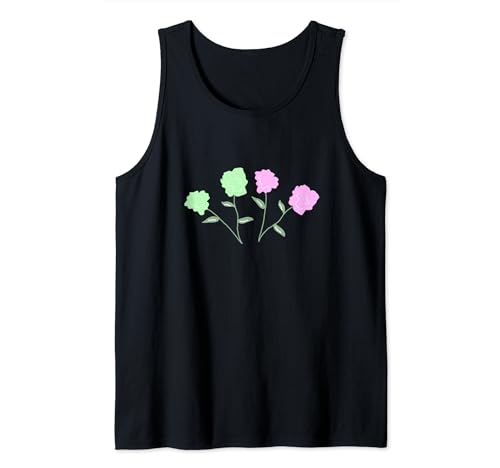Vier grüne, rosafarbene Rosen, Frühlingsblumen, lustiges Kinder-T-Shirt für Damen und Herren Tank Top von Spring Flowers