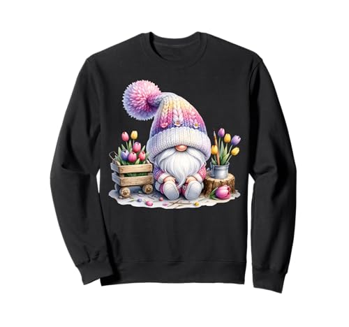 Cute Tulip Flower Gnome Graphic For Women Floral Spring Sweatshirt von Spring Gnome Tulip Themed Gifts For Women Men Kids