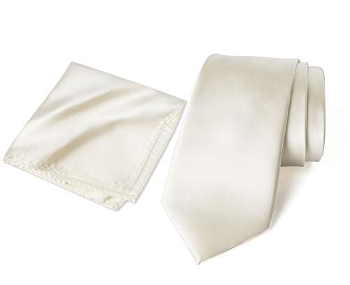Spring Notion Einfarbiges Herren-Krawatten- und Taschentuch-Set aus Satin-Mikrofaser, Elfenbein, Regulär Spring Notion Einfarbiges Herren-Krawatten- und Taschentuch-Set aus Satin-Mikrofaser, Elfenbein, Regulär von Spring Notion