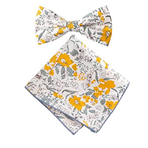 Spring Notion Herren Baumwolle Blumendruck Fliege und Einstecktuch Set, 49 EU, Einheitsgröße von Spring Notion