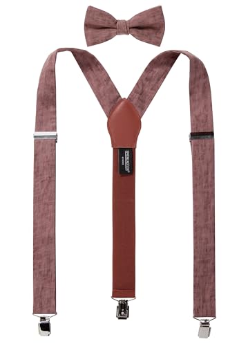 Spring Notion Herren-Hosenträger und Fliege aus meliertem Leinen, Malvenfarben, 48 Inch von Spring Notion