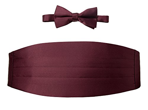 Spring Notion Herren Kummerbund und Fliege Set, dunkles burgunderrot, Regulär von Spring Notion