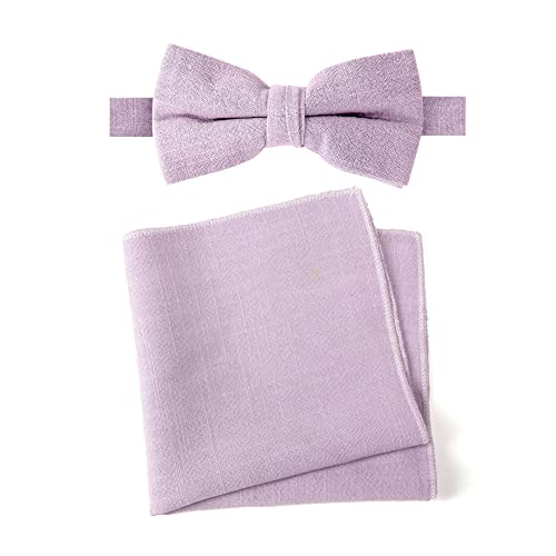 Spring Notion Herren Taschentuch-Set mit Fliege und Einstecktuch aus Leinenmischung, Dusty Lavendel (lavendelfarben), Einheitsgröße von Spring Notion