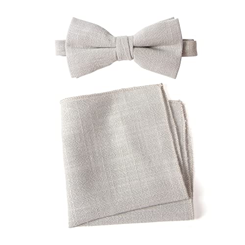 Spring Notion Herren Taschentuch-Set mit Fliege und Einstecktuch aus Leinenmischung, grau, Einheitsgröße von Spring Notion