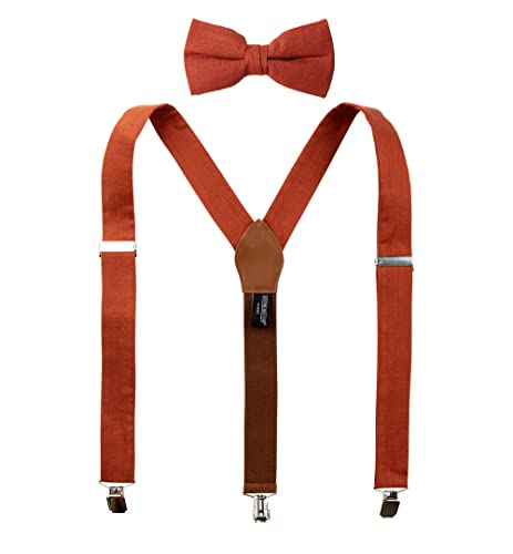 Spring Notion Hosenträger und Fliege für Herren aus Leinenmischung für Trauzeugen, rust, 107 cm von Spring Notion