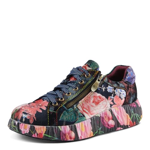 Spring Step L'Artiste Dallyn verspielter Damen-Sneaker – Mischung aus Texturen und Mustern, gepolsterter Komfort, vielseitiger Stil, Schwarz Multi, 6.5-7 von Spring Step L'Artiste