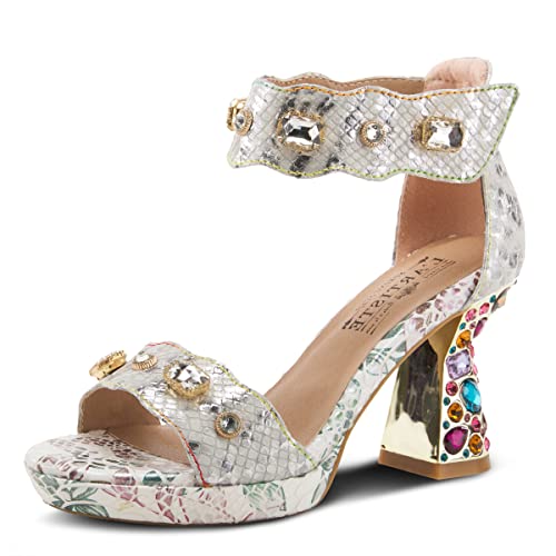 Spring Step L'Artiste Damen Jewell Riemchensandale mit Kristallen und Juwelen Riemchensandalen mit Schmucksteinen, Eis, 37.5/38 EU von Spring Step L'Artiste