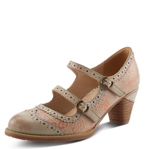 Spring Step L'Artiste Gaviria Mary Jane Heels | Barock inspirierte Lederpumps mit Doppelriemen, Beige, 7.5-8 von Spring Step L'Artiste