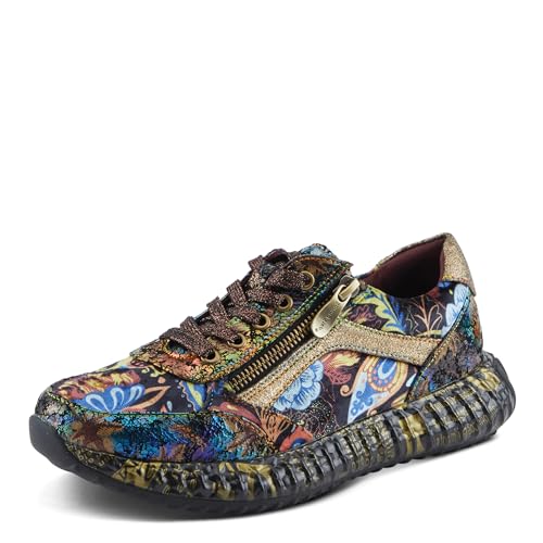 Spring Step L'Artiste Javana Damen Schnür-Sneaker - Gemischte Materialien, Spitzen-Akzente, bequem und modisch, Gold Multi, 7.5-8 von Spring Step L'Artiste