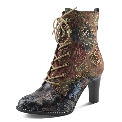 Spring Step L'Artiste Stellar Heeled Booties | Barock inspirierte Schnürstiefeletten aus Wildleder, Braun Multi, 7.5-8 Spring Step L'Artiste Stellar Heeled Booties | Barock inspirierte Schnürstiefeletten aus Wildleder, Braun Multi, 7.5-8 von Spring Step L'Artiste
