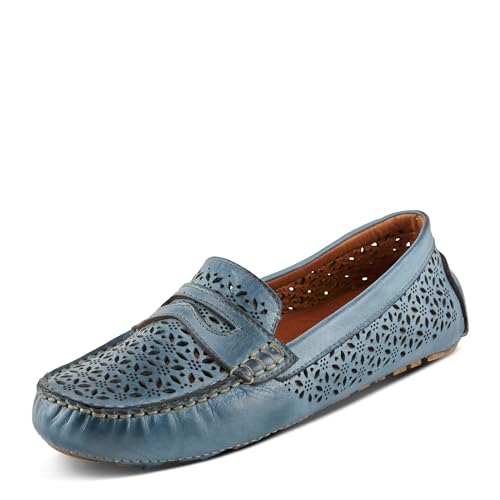 Spring Step Crain Damen Laser-Cut Out Mokassin mit herausnehmbarer Innensohle, Blau, 9.5-10 Spring Step Crain Damen Laser-Cut Out Mokassin mit herausnehmbarer Innensohle, Blau, 9.5-10 von Spring Step