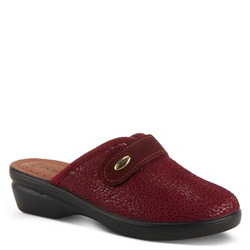 Spring Step Flexus Merula Pantoletten für Damen – bequeme Damen-Pantoletten mit runder Zehenpartie, modische Clogs – leichte Hausschuhe für Damen, Bordeaux Multi, 6.5-7 von Spring Step