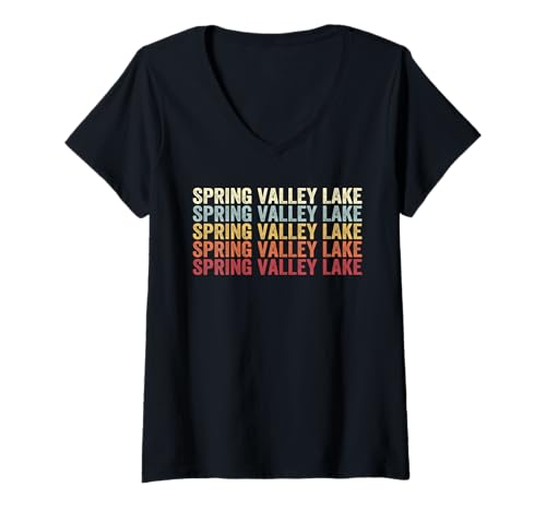 Damen Spring Valley Lake Kalifornien Spring Valley Lake CA Retro T-Shirt mit V-Ausschnitt Damen Spring Valley Lake Kalifornien Spring Valley Lake CA Retro T-Shirt mit V-Ausschnitt von Spring Valley Lake California Spring Valley Lake