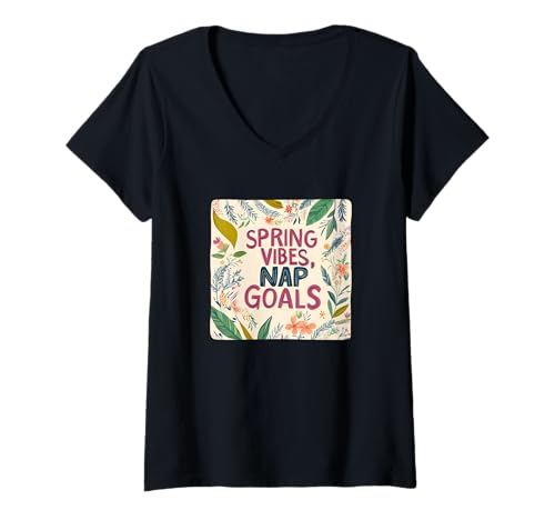 Damen Schöne Frühlingsstimmung mit Nickerchen-Toren für Erwachsene und Kinder T-Shirt mit V-Ausschnitt Damen Schöne Frühlingsstimmung mit Nickerchen-Toren für Erwachsene und Kinder T-Shirt mit V-Ausschnitt von Spring Vibes Outfit