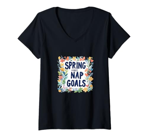 Damen Spring Vibes, Nap Goals Speech Kostüm T-Shirt mit V-Ausschnitt Damen Spring Vibes, Nap Goals Speech Kostüm T-Shirt mit V-Ausschnitt von Spring Vibes Outfit