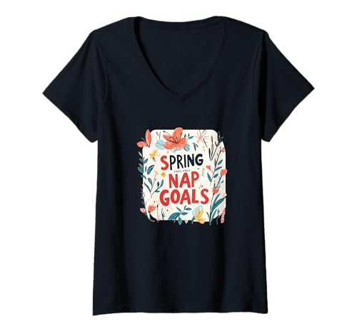 Damen Tolle Frühlingszeit mit dieser Frühlingsstimmung, Nickerchen Ziele T-Shirt mit V-Ausschnitt Damen Tolle Frühlingszeit mit dieser Frühlingsstimmung, Nickerchen Ziele T-Shirt mit V-Ausschnitt von Spring Vibes Outfit