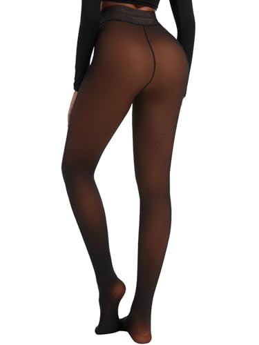 Spring Water Thermo Strumpfhose Damen Thermostrumpfhose Strumpfhosen 230g Winter Gefütterte Thermo Warme Dicke Gefüttert Winterstrumpfhose Schwarz Hautfarbe von Spring Water