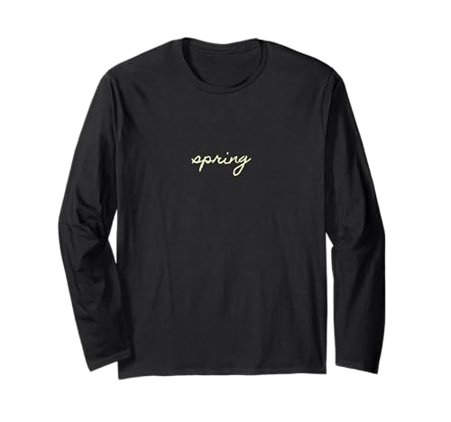 Frühling Gelb Text Handschrift Spaß Frauen Kinder Jungen Mädchen Männer Langarmshirt von Spring Yellow Text Handwriting Fun Women