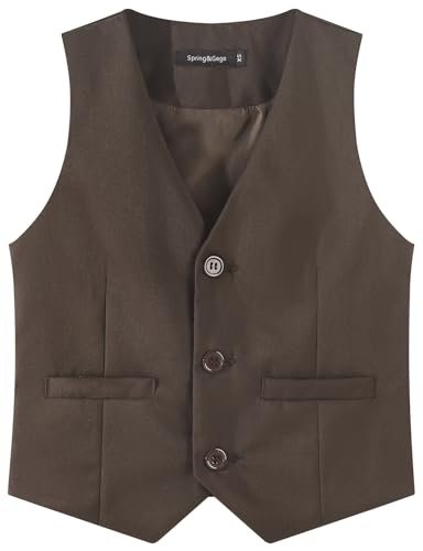 Spring&Gege Feste Anzugweste für Jungen, mit Taschen, Größe 4–14 Jahre, Braun, 9-10 Jahre von Spring&Gege