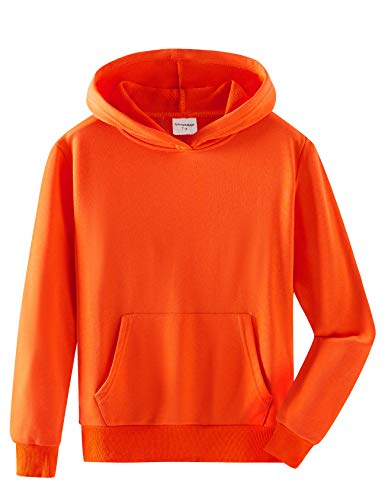 Spring&Gege Jungen Kapuzenpullover Pullover Basic Einfarbig Baumwoll Hoodie Sweatshirt für Kinder, Orange, 5-6 Jahre von Spring&Gege