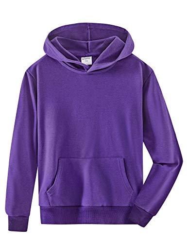 Spring&Gege Jungen Kapuzenpullover Pullover Basic Einfarbig Baumwoll Hoodie Sweatshirt für Kinder, Violett, 5-6 Jahre von Spring&Gege