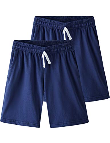 Spring&Gege Baumwoll Kurz Sweathose 2er Pack Mädchen Jungen Sommer Shorts, Dunkelblaue, XL(152-158) von Spring&Gege