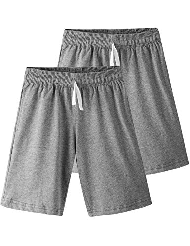 Spring&Gege Baumwoll Kurz Sweathose 2er Pack Mädchen Jungen Sommer Shorts, Grau, XS(104-110) von Spring&Gege