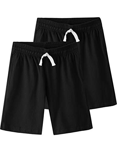 Spring&Gege Baumwoll Kurz Sweathose 2er Pack Mädchen Jungen Sommer Shorts, Schwarz, S(116-122) von Spring&Gege