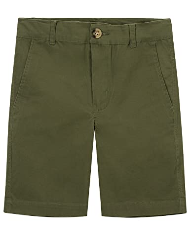 Spring&Gege Jungen Baumwoll-Twill Flache Front Uniform Stretch Chino Shorts - Grün - 13-14 Jahre von Spring&Gege