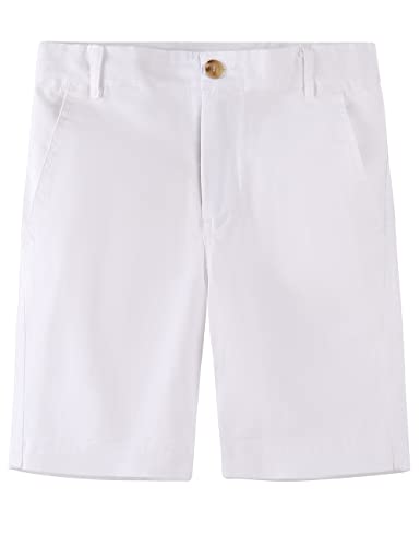 Spring&Gege Jungen Chino Shorts Baumwolle Kurze Hose Sommer Shorts für Kinder, Weiß, L(9-10 Jahre/140-146) von Spring&Gege