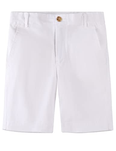 Spring&Gege Jungen Chino Shorts Baumwolle Kurze Hose Sommer Shorts für Kinder, Weiß, S(5-6 Jahre/116-122) von Spring&Gege