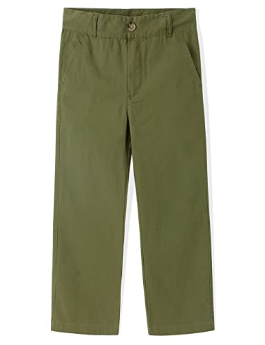 Spring&Gege Jungen Einheitliche Chino Hose mit Gerader Passform und Flacher Vorderseite, Olivgrün, 13-14 Jahre von Spring&Gege