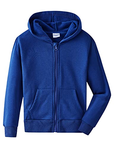 Spring&Gege Jungen Fleece Hoodie Zip Kapuzenpullover Basic Einfarbig Baumwoll Pullover mit Kapuze für Kinder, Königsblau, 3-4 Jahre von Spring&Gege